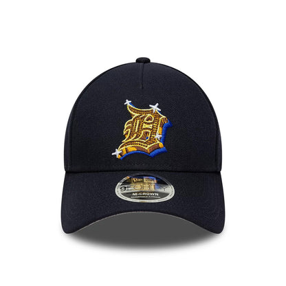 Pictured is this MLB Emblem Detroit Tigers 9FORTY M-Crown A-Frame cap in navy. 3