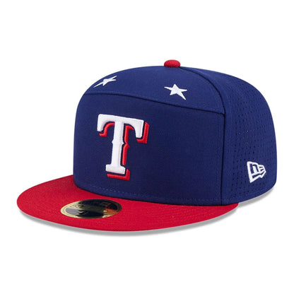 This is a Texas Rangers MLB 2025 All Star Game Dark Blue Split Panel 59FIFTY Fitted Cap 3