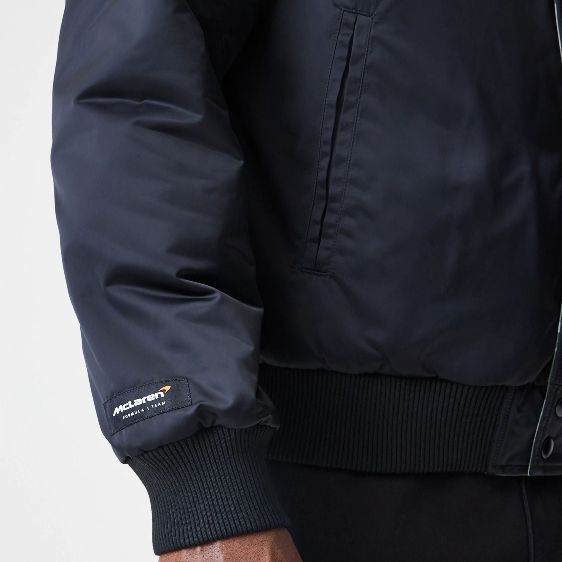 The Male model is wearing McLaren Racing McLaren Black Reversible Bomber Jacket  6