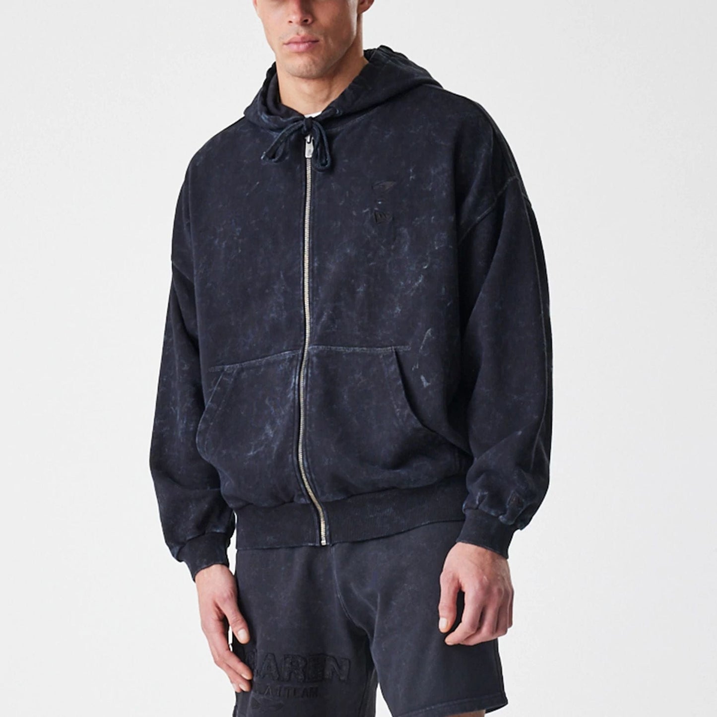 The Male model is wearing McLaren Racing Washed Black Oversized Full Zip Hoodie  5