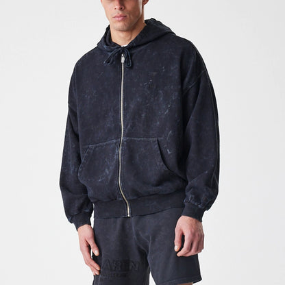 The Male model is wearing McLaren Racing Washed Black Oversized Full Zip Hoodie  5
