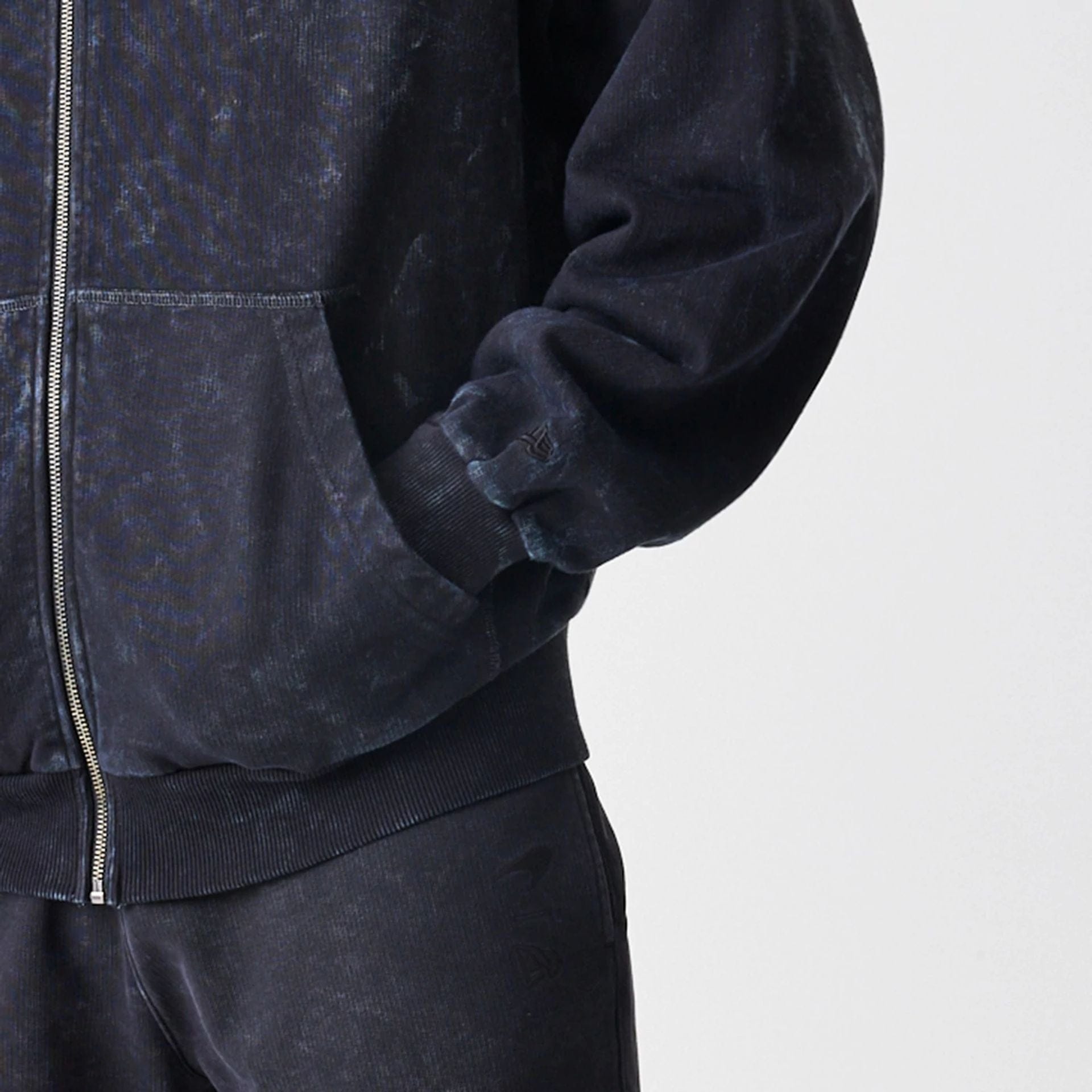 The Male model is wearing McLaren Racing Washed Black Oversized Full Zip Hoodie  6