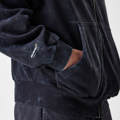 The Male model is wearing McLaren Racing Washed Black Oversized Full Zip Hoodie  7