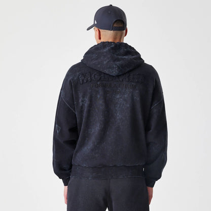 The Male model is wearing McLaren Racing Washed Black Oversized Full Zip Hoodie  2