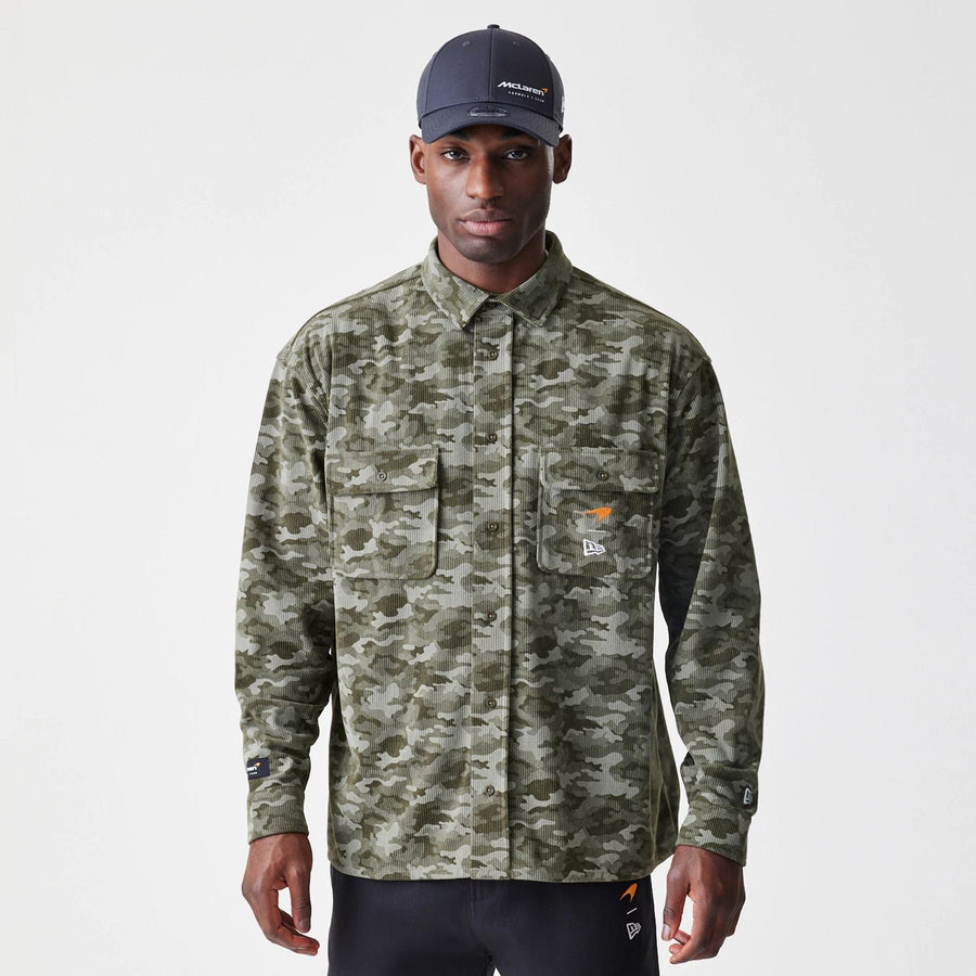 The Male model is wearing McLaren Racing Graphic Green Long Sleeve Shirt  7