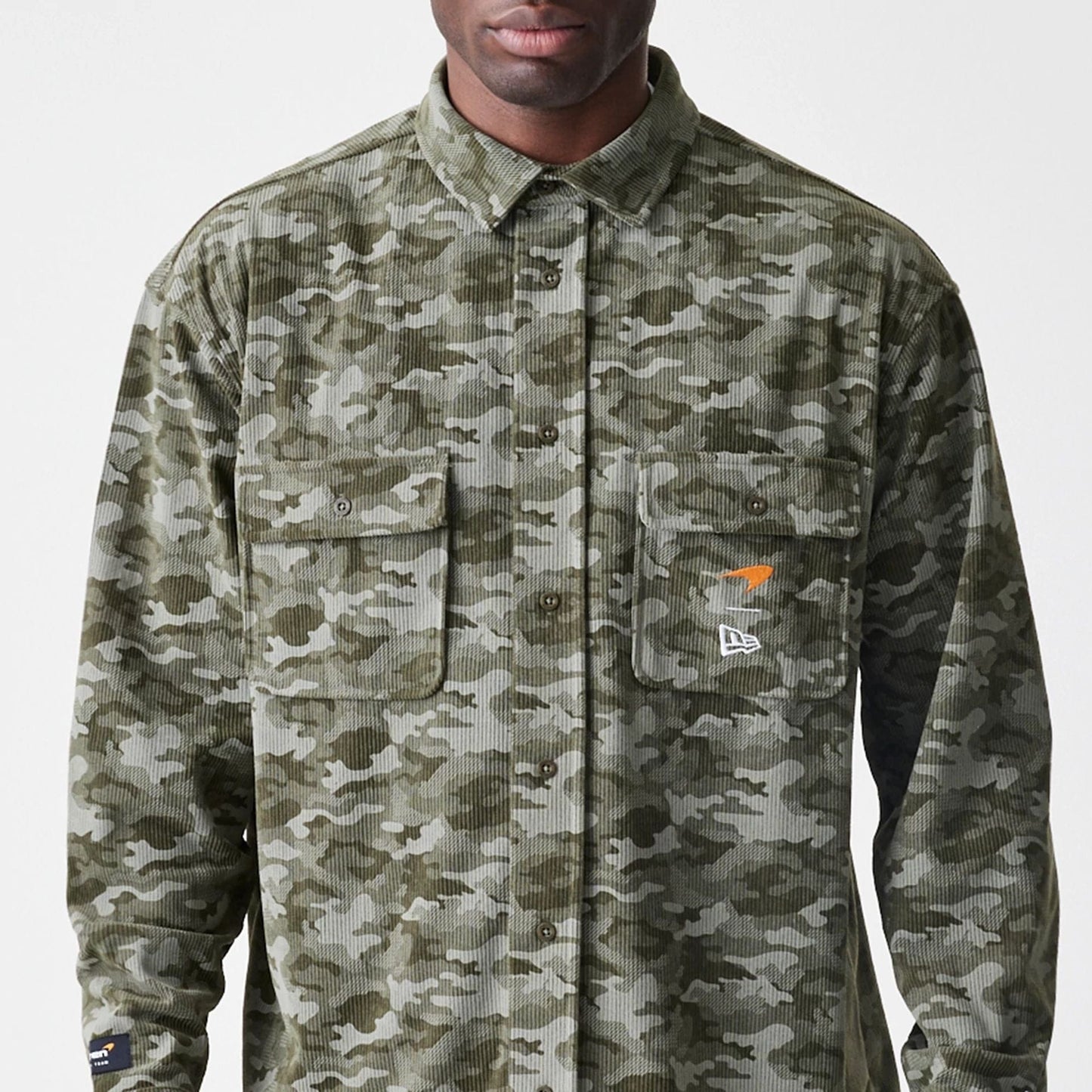 The Male model is wearing McLaren Racing Graphic Green Long Sleeve Shirt  3