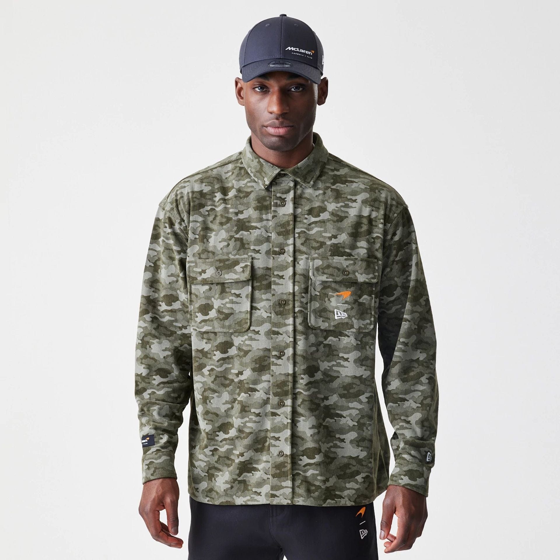 The Male model is wearing McLaren Racing Graphic Green Long Sleeve Shirt  1