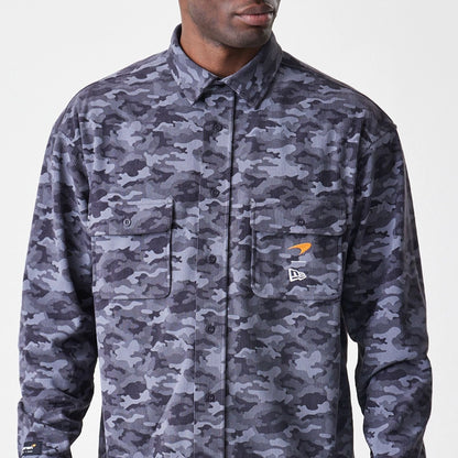 The Male model is wearing McLaren Racing Graphic Dark Grey Long Sleeve Shirt  3