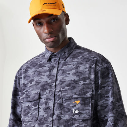 The Male model is wearing McLaren Racing Graphic Dark Grey Long Sleeve Shirt  4