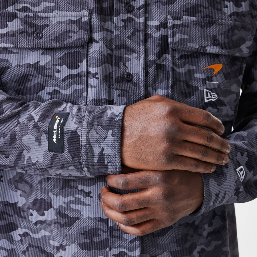 The Male model is wearing McLaren Racing Graphic Dark Grey Long Sleeve Shirt  7