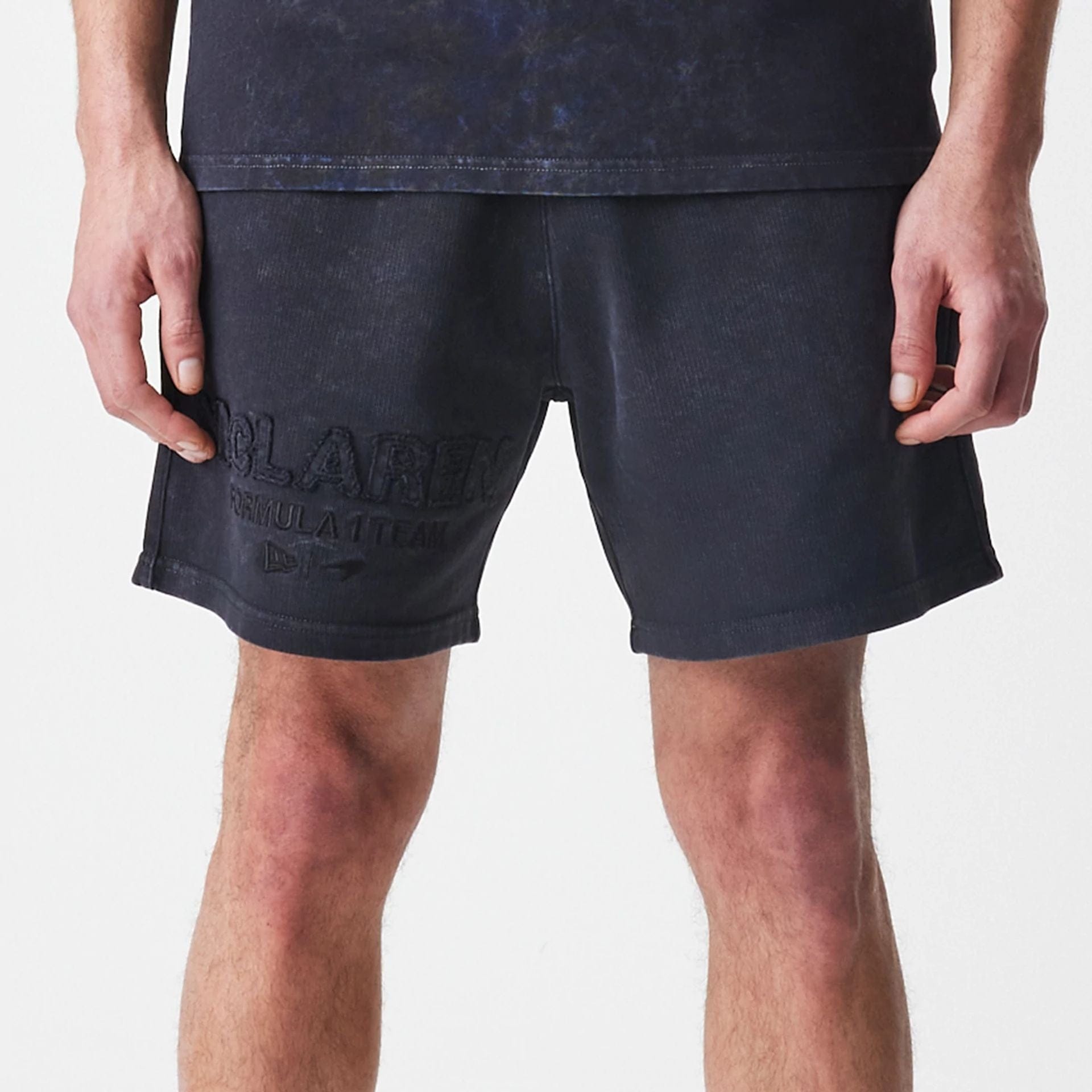 The Male model is wearing McLaren Racing Washed Black Shorts  6