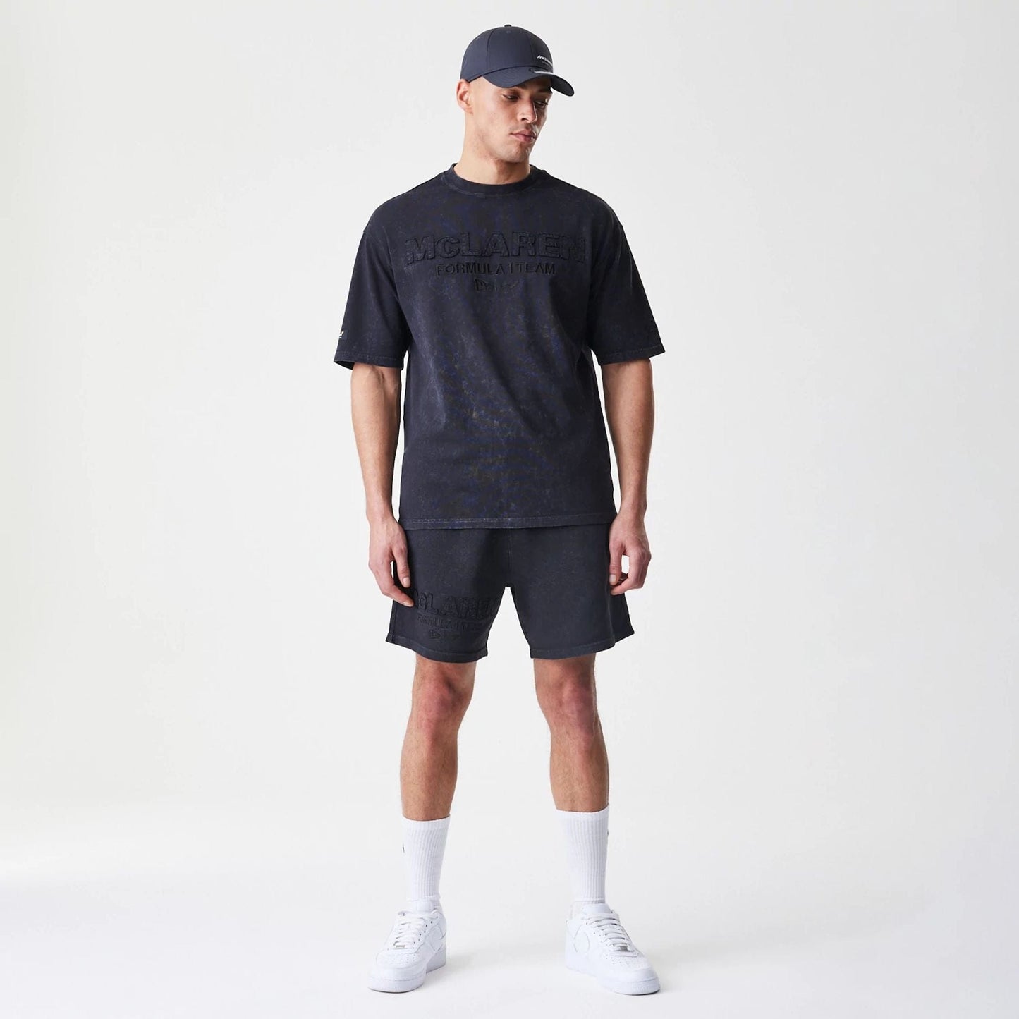 The Male model is wearing McLaren Racing Washed Black Shorts  8