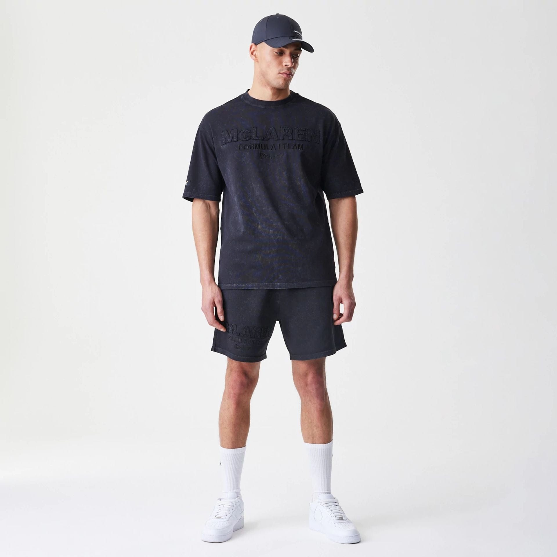 The Male model is wearing McLaren Racing Washed Black Shorts  8