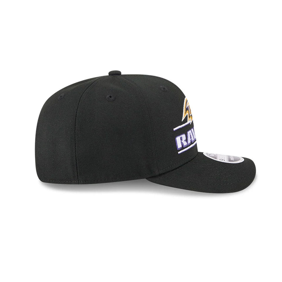 This is a Baltimore Ravens NFL Sated Black 9SEVENTY Stretch Snap Adjustable Cap 6