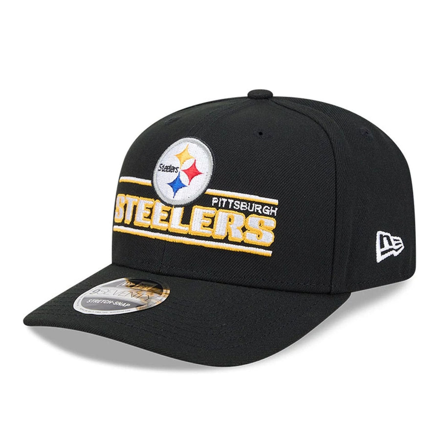 This is a Pittsburgh Steelers NFL Sated Black 9SEVENTY Stretch Snap Adjustable Cap 1
