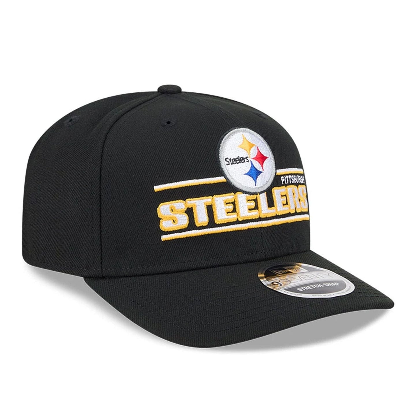 This is a Pittsburgh Steelers NFL Sated Black 9SEVENTY Stretch Snap Adjustable Cap 4