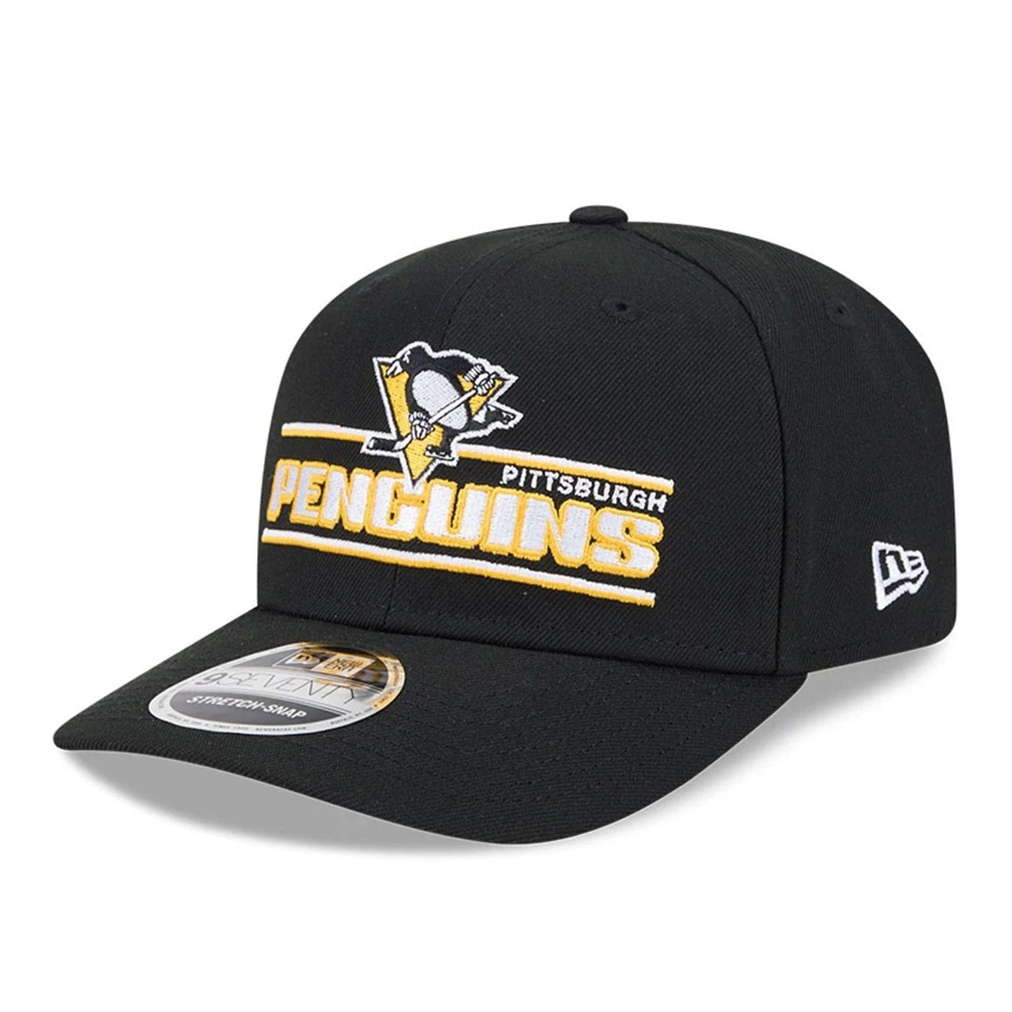 This is a Pittsburgh Penguins NHL Stated Black 9SEVENTY Stretch Snap Adjustable Cap 1
