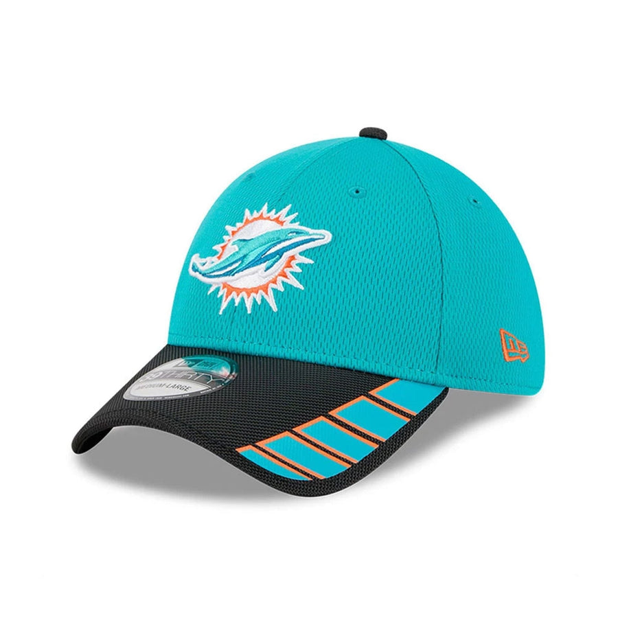 This is a Miami Dolphins NFL Visor Hit Turquoise 39THIRTY Stretch Fit Cap 1