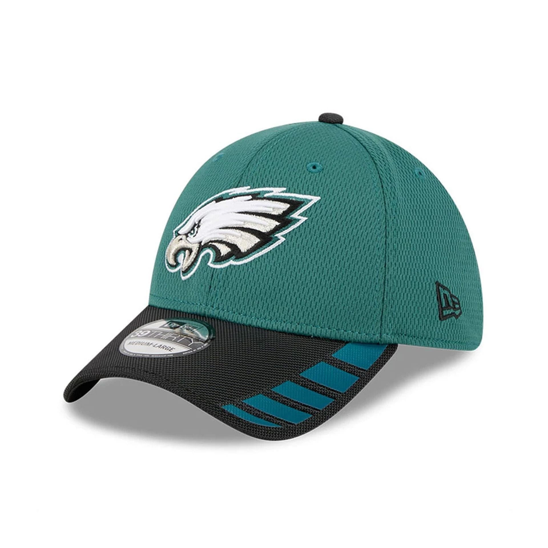 This is a Philadelphia Eagles NFL Visor Hit Dark Green 39THIRTY Stretch Fit Cap 1
