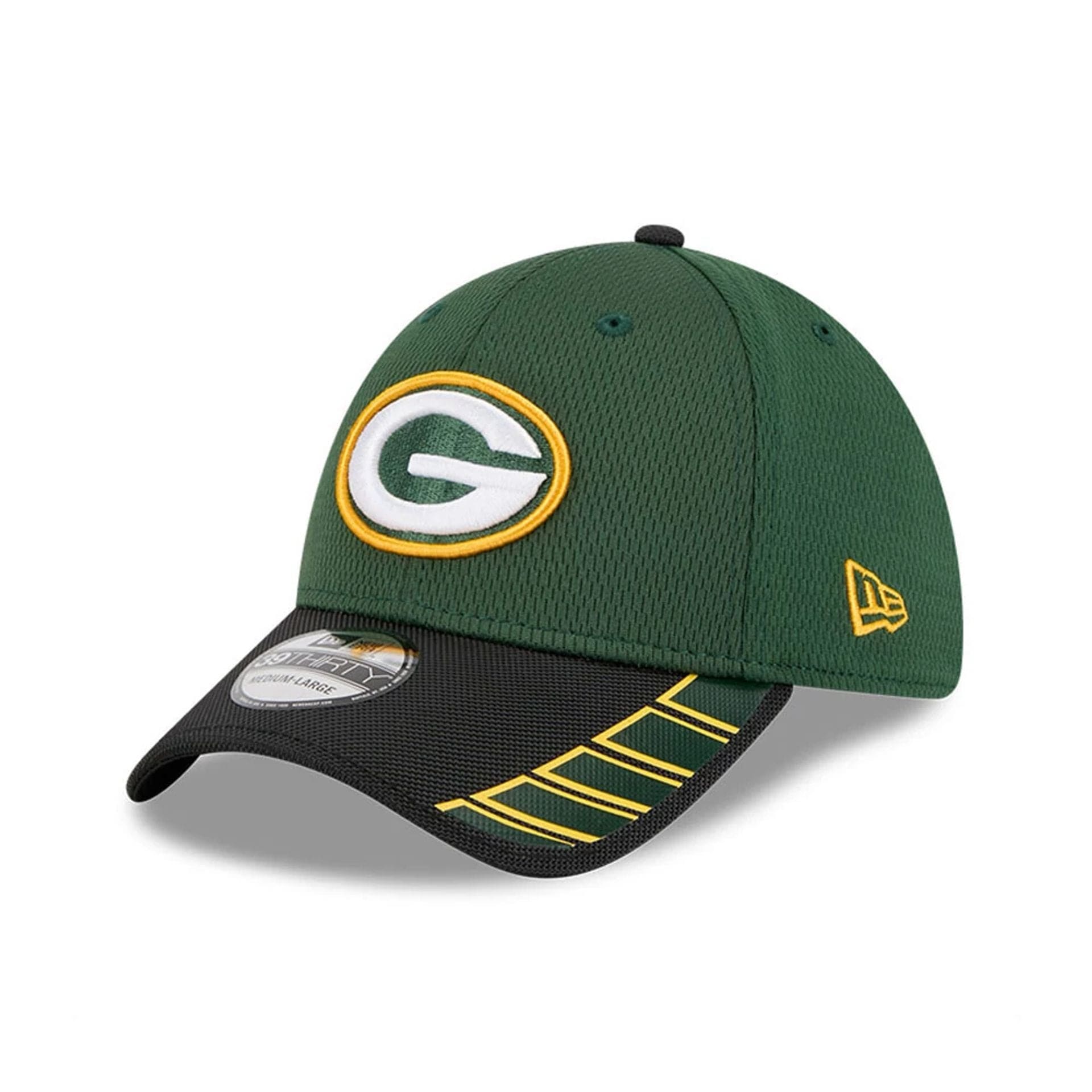 This is a Green Bay Packers NFL Visor Hit Dark Green 39THIRTY Stretch Fit Cap 1