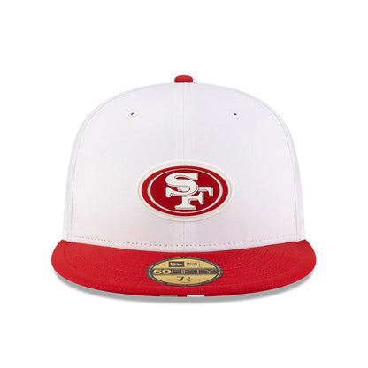 This is a San Francisco 49ers NFL Training 2025 White 59FIFTY Fitted Cap 2