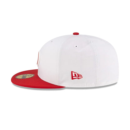 This is a San Francisco 49ers NFL Training 2025 White 59FIFTY Fitted Cap 5