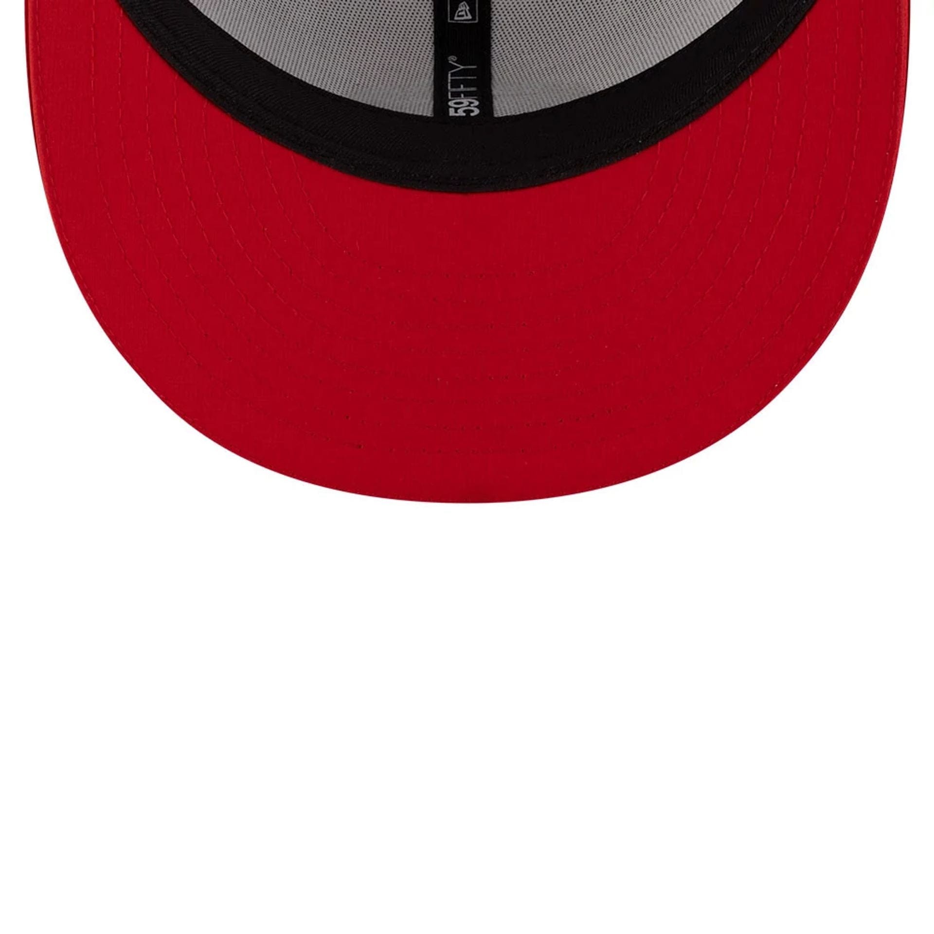 This is a San Francisco 49ers NFL Training 2025 White 59FIFTY Fitted Cap 7