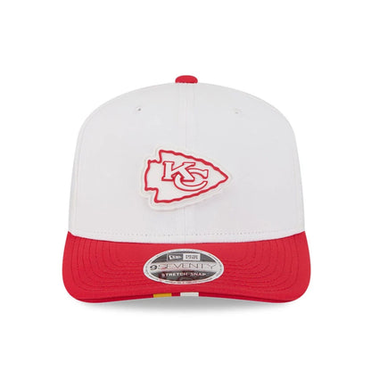This is a Kansas City Chiefs NFL Training 2025 White 9SEVENTY Stretch Snap Adjustable Cap 2