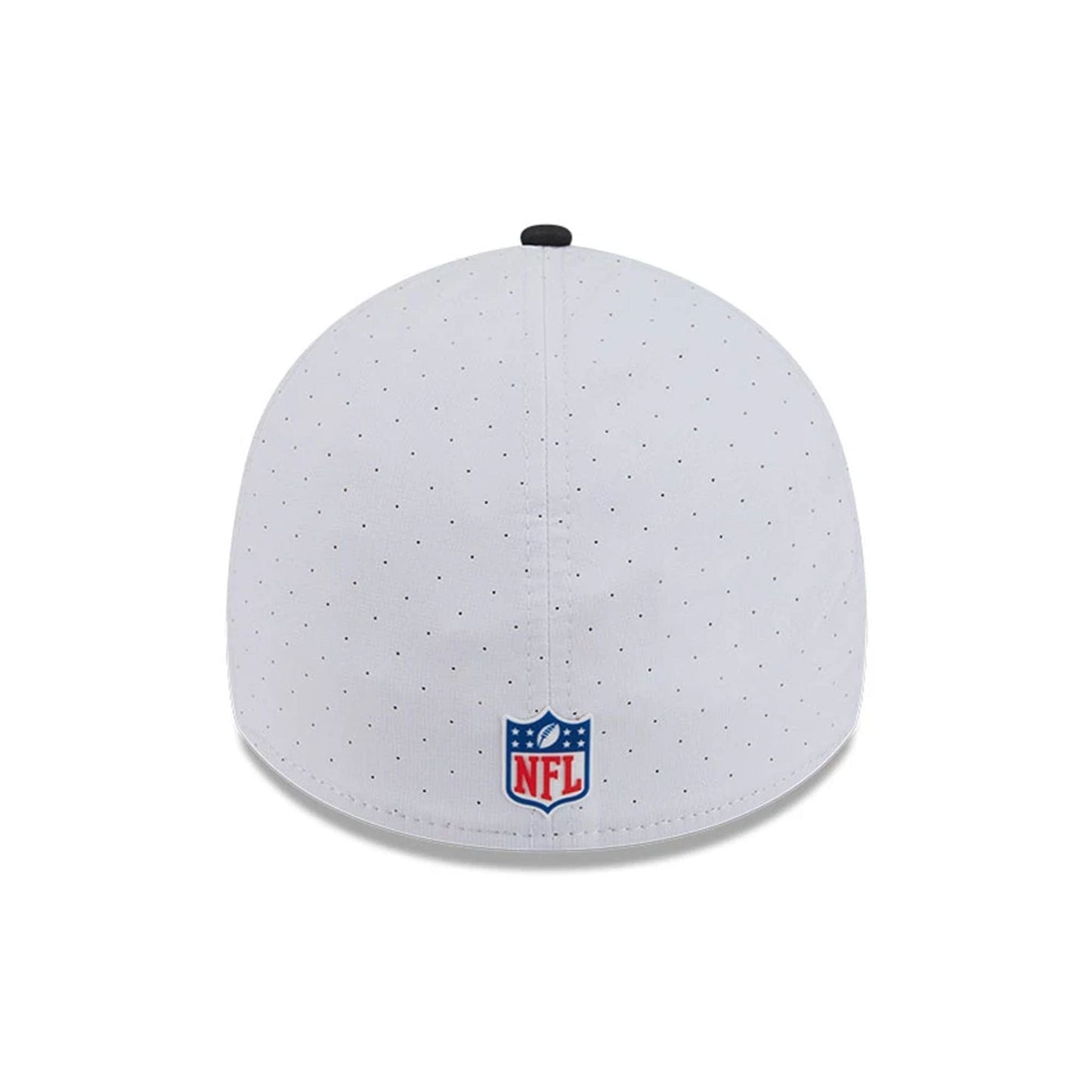 This is a Las Vegas Raiders NFL Training 2025 White 39THIRTY Stretch Fit Cap 6