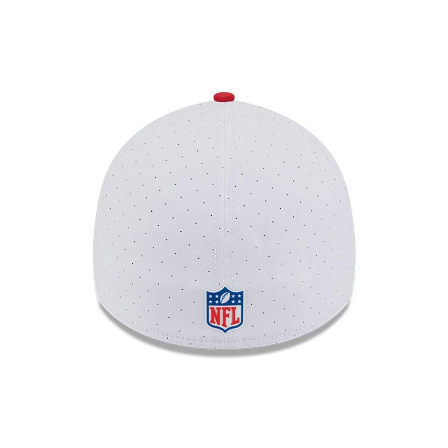 This is a Kansas City Chiefs NFL Training 2025 White 39THIRTY Stretch Fit Cap 6