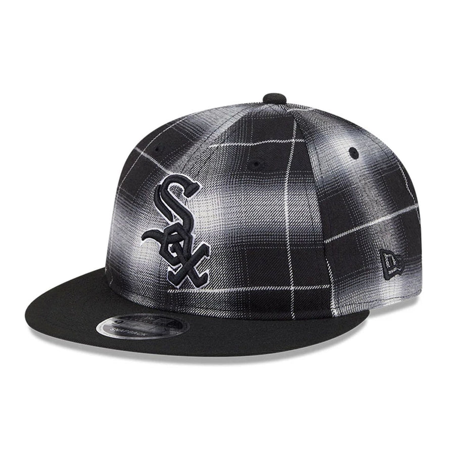 This is a Chicago White Sox MLB Plaid Black Retro Crown 9FIFTY Snapback Adjustable Cap 1