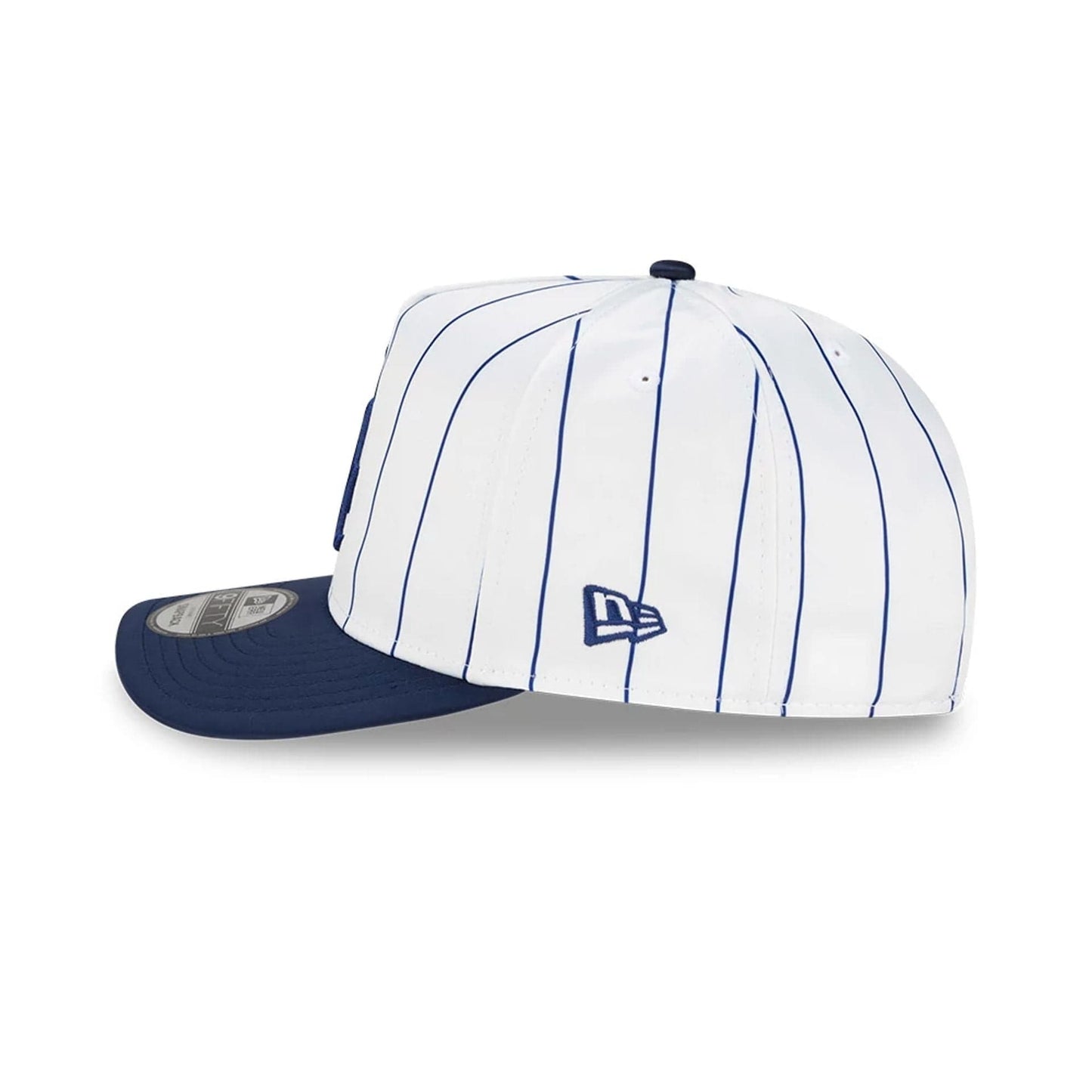 This is a LA Dodgers Satin Pinstripe Dark Blue 9FIFTY A-Frame Adjustable Cap 6