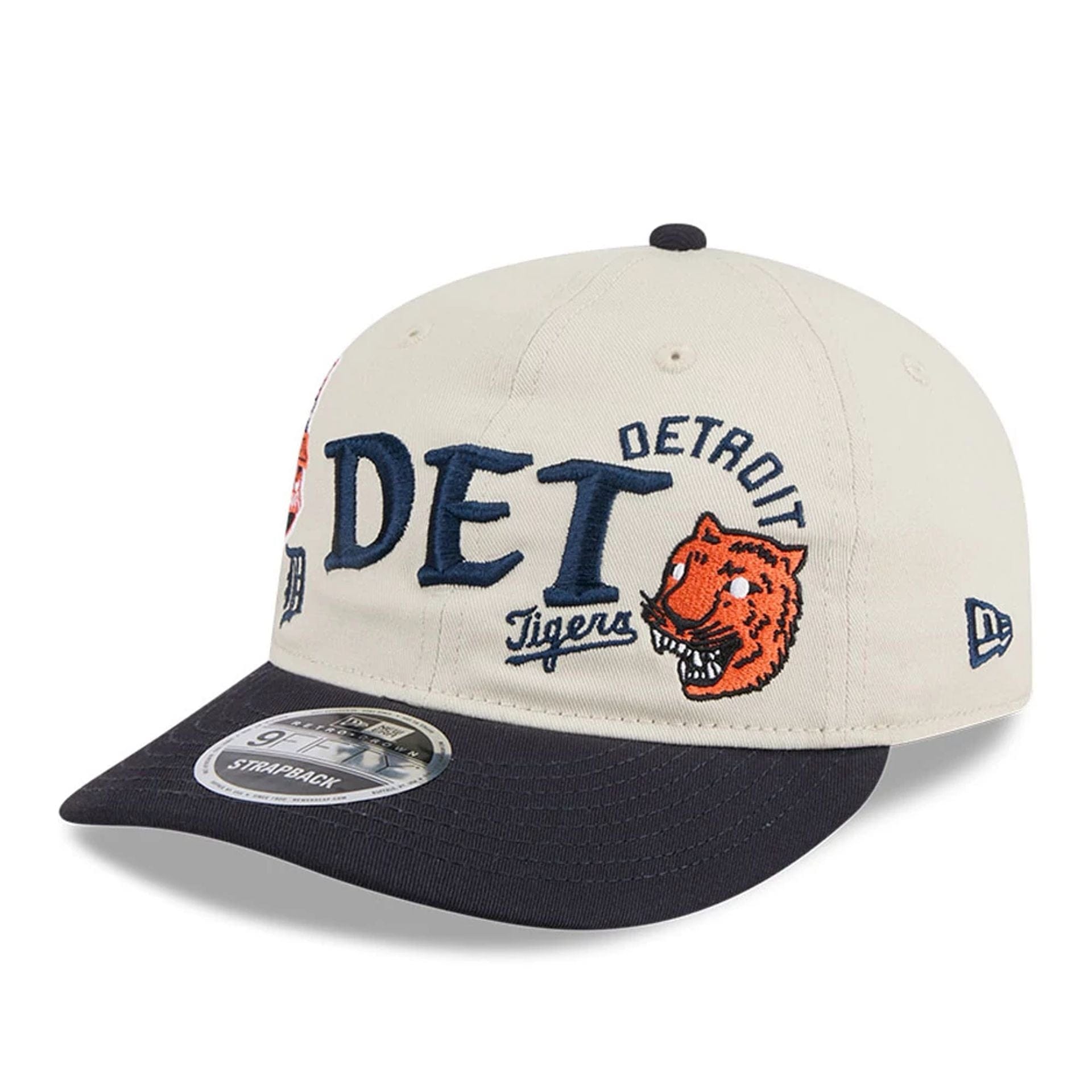 This is a Detroit Tigers MLB Scatter Light Beige Retro Crown 9FIFTY Adjustable Cap 1