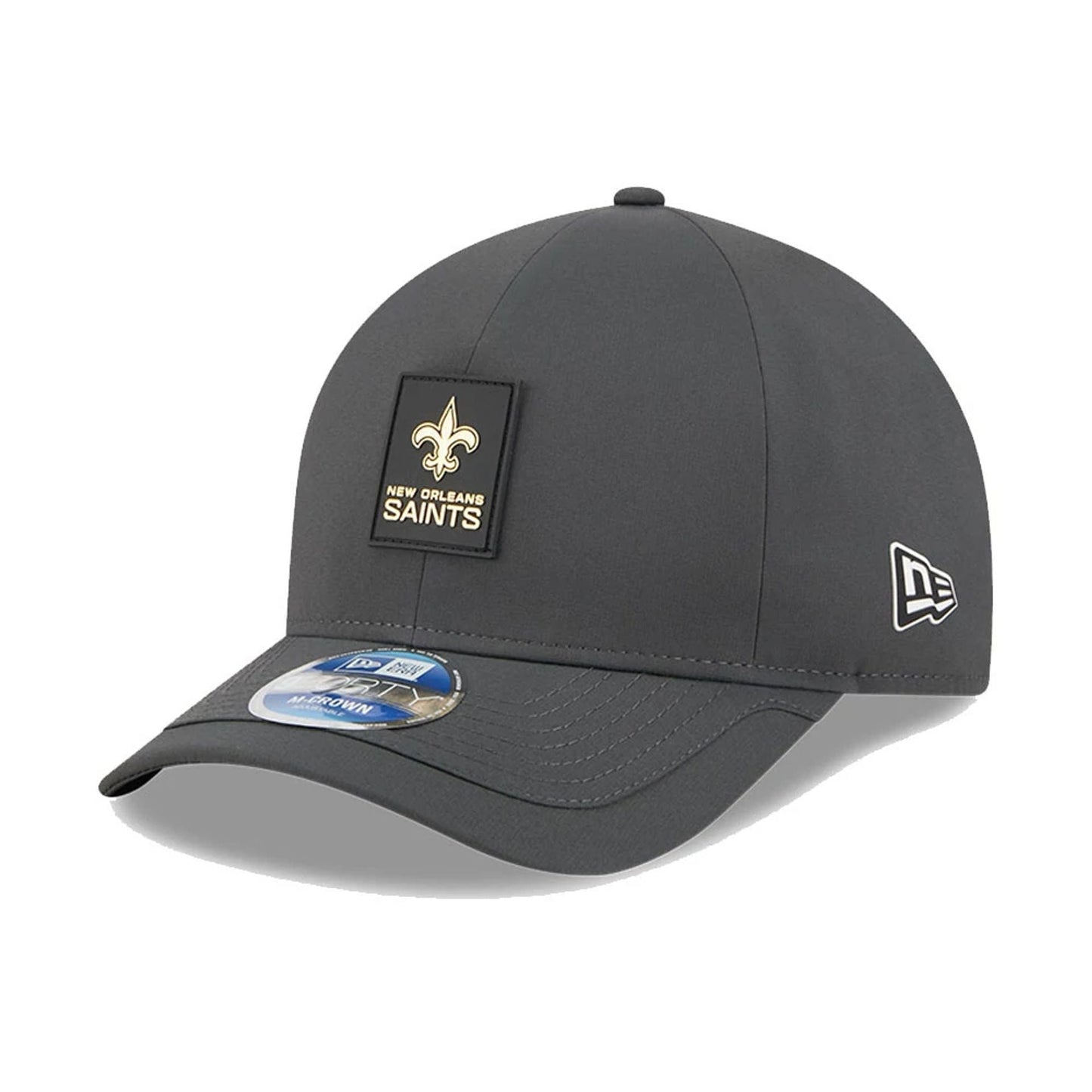 This is a New Orleans Saints NFL Sideline 2025 Charcoal 9FORTY M-Crown Adjustable Cap 1