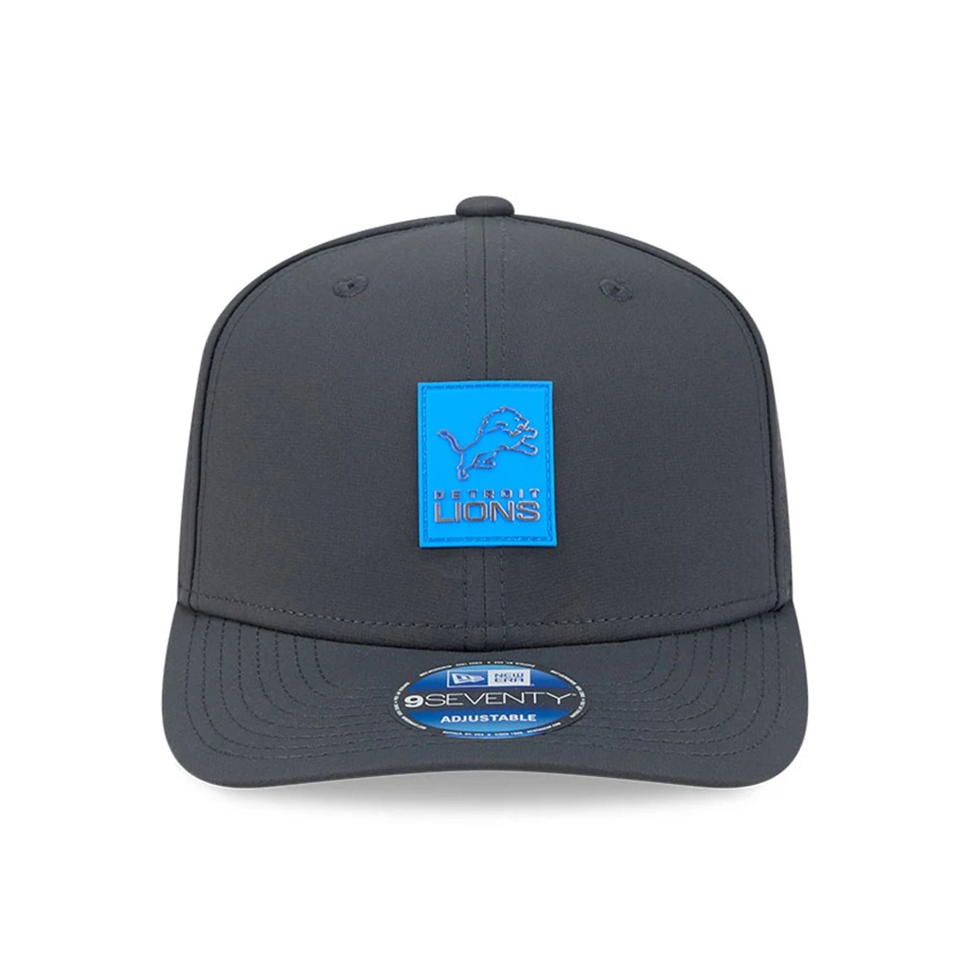 This is a Detroit Lions NFL Sideline 2025 Charcoal 9SEVENTY Stretch Snap Adjustable Cap 3