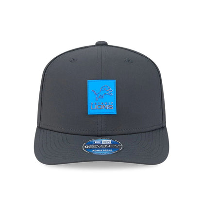 This is a Detroit Lions NFL Sideline 2025 Charcoal 9SEVENTY Stretch Snap Adjustable Cap 3