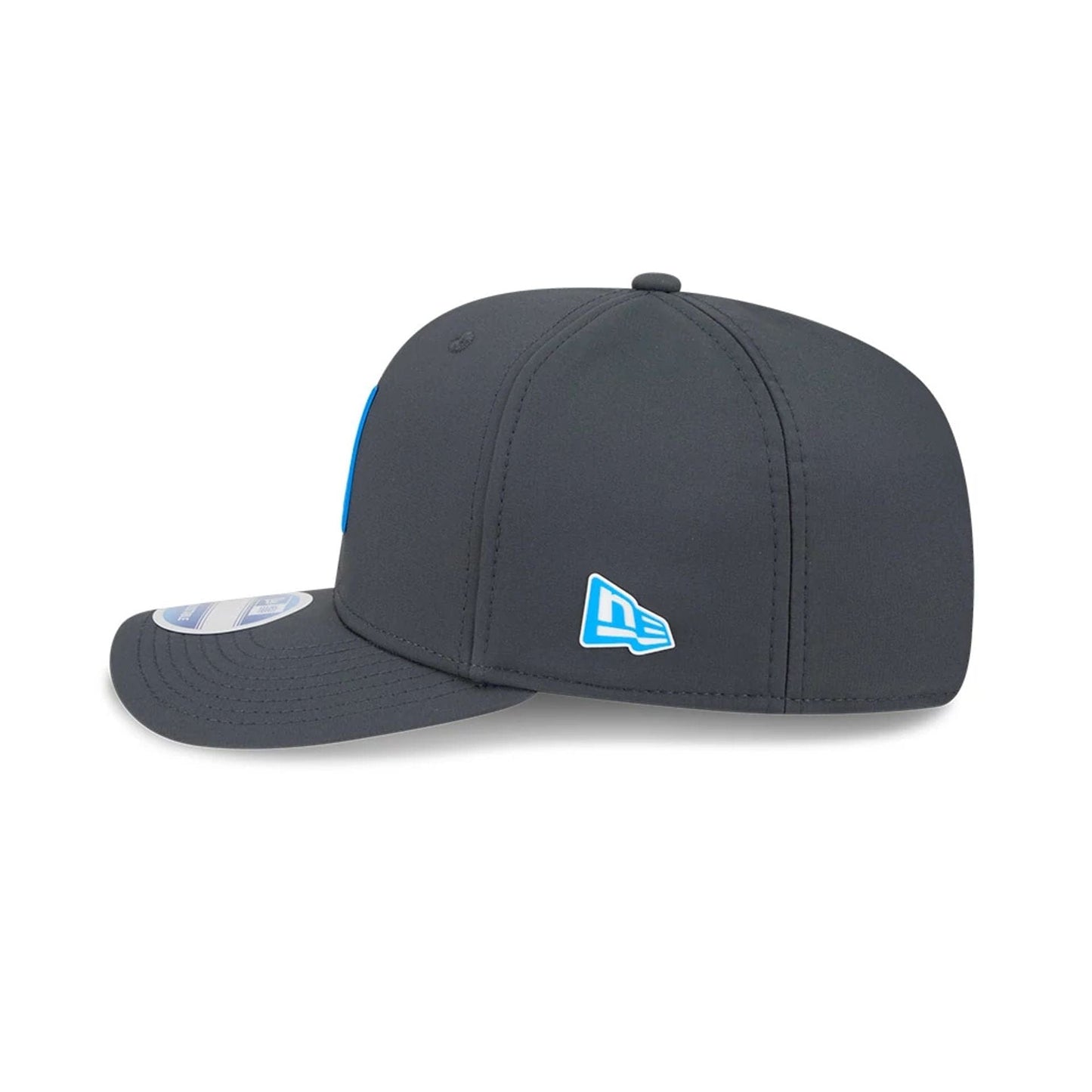 This is a Detroit Lions NFL Sideline 2025 Charcoal 9SEVENTY Stretch Snap Adjustable Cap 6