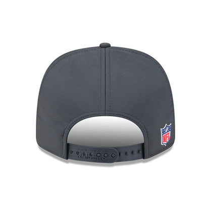 This is a Las Vegas Raiders NFL Sideline 2025 Charcoal 9SEVENTY Stretch Snap Adjustable Cap 7