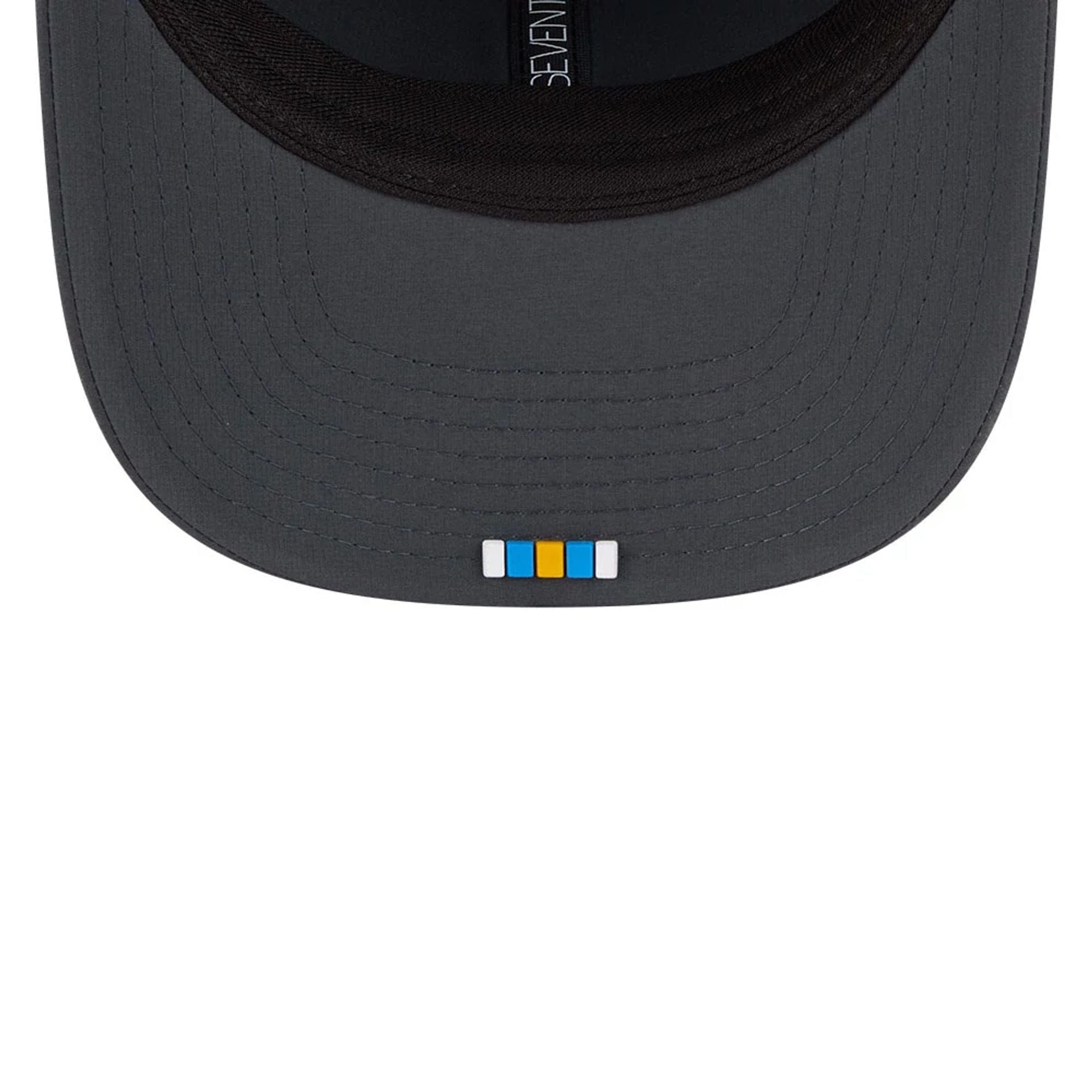 This is a LA Chargers NFL Sideline 2025 Charcoal 9SEVENTY Stretch Snap Adjustable Cap 2