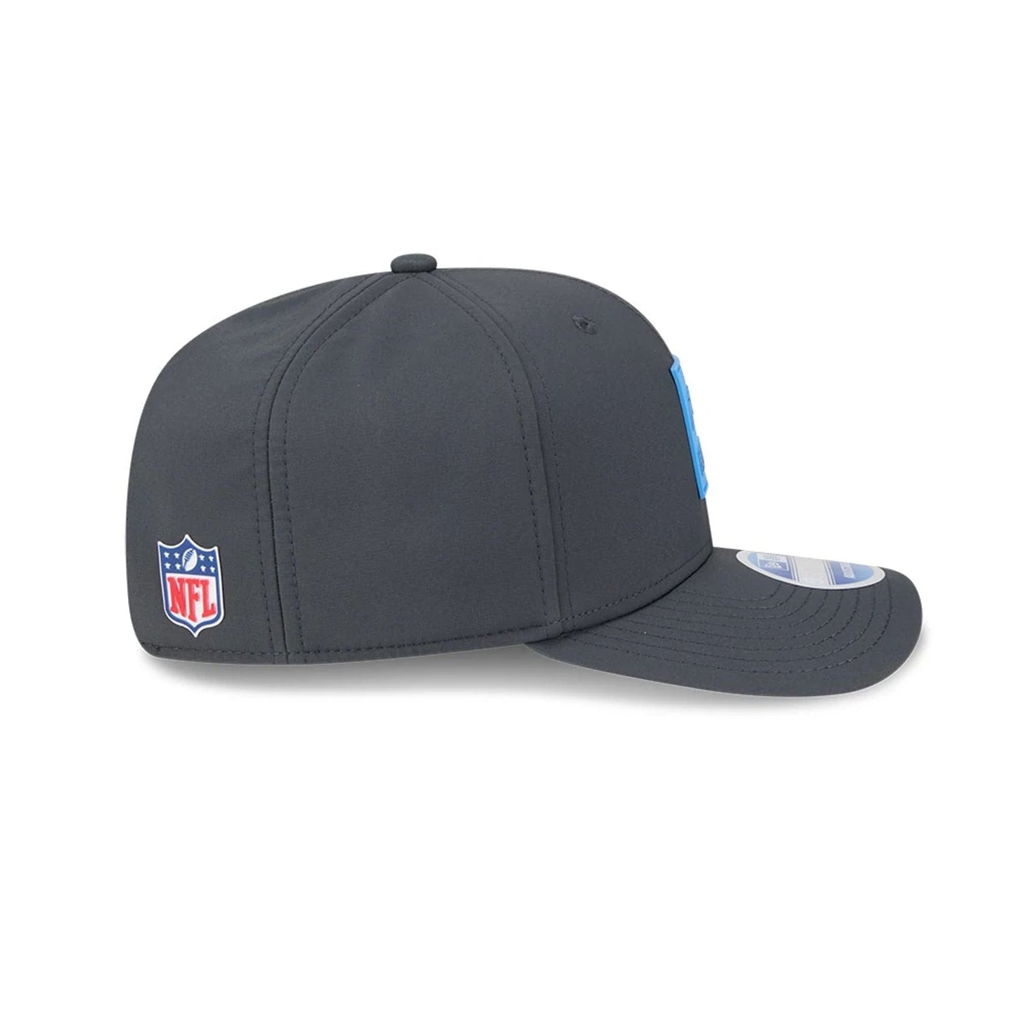This is a LA Chargers NFL Sideline 2025 Charcoal 9SEVENTY Stretch Snap Adjustable Cap 5