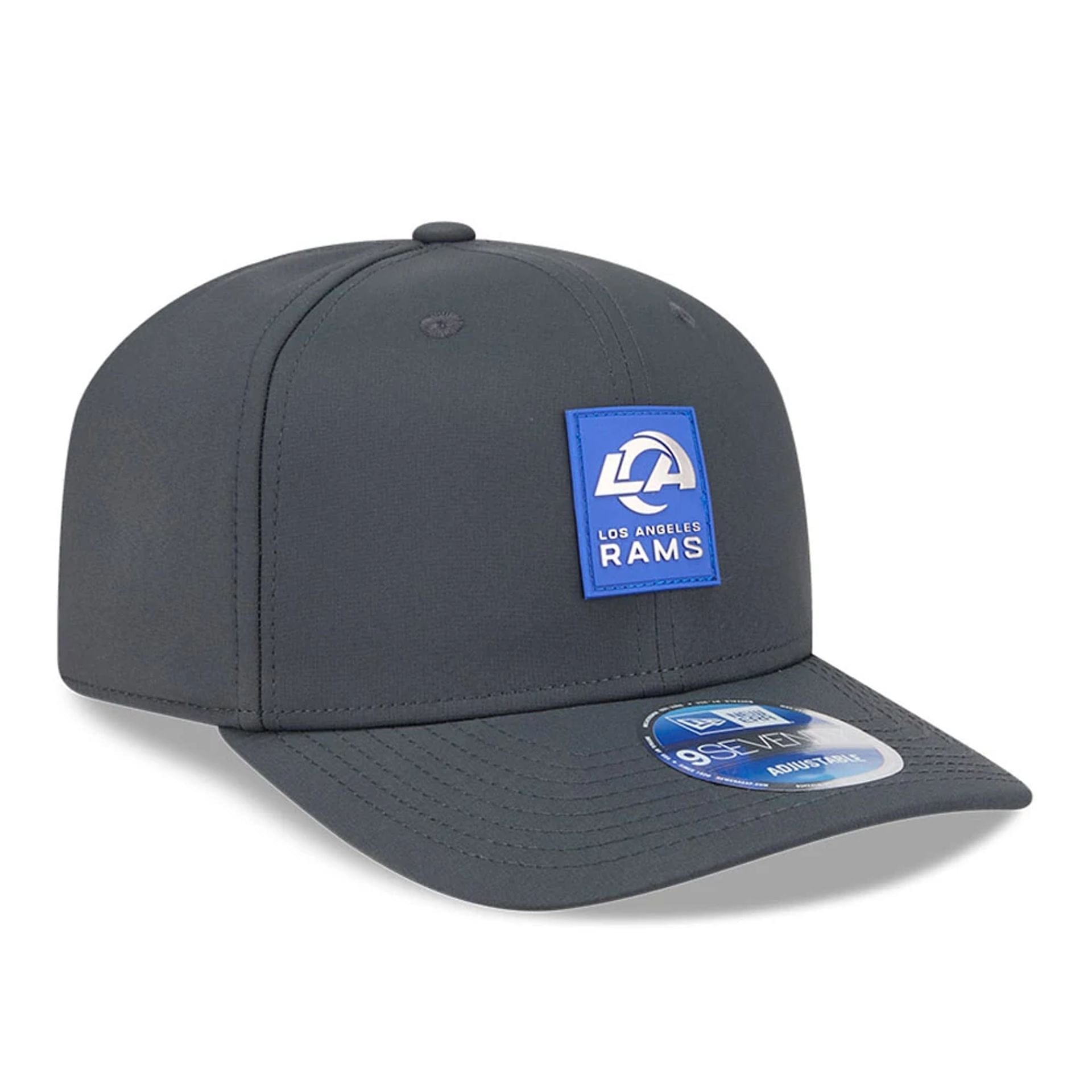 This is a LA Rams NFL Sideline 2025 Charcoal 9SEVENTY Stretch Snap Adjustable Cap 4