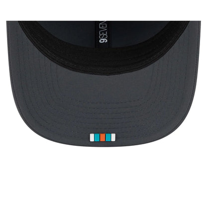 This is a Miami Dolphins NFL Sideline 2025 Charcoal 9SEVENTY Stretch Snap Adjustable Cap 2