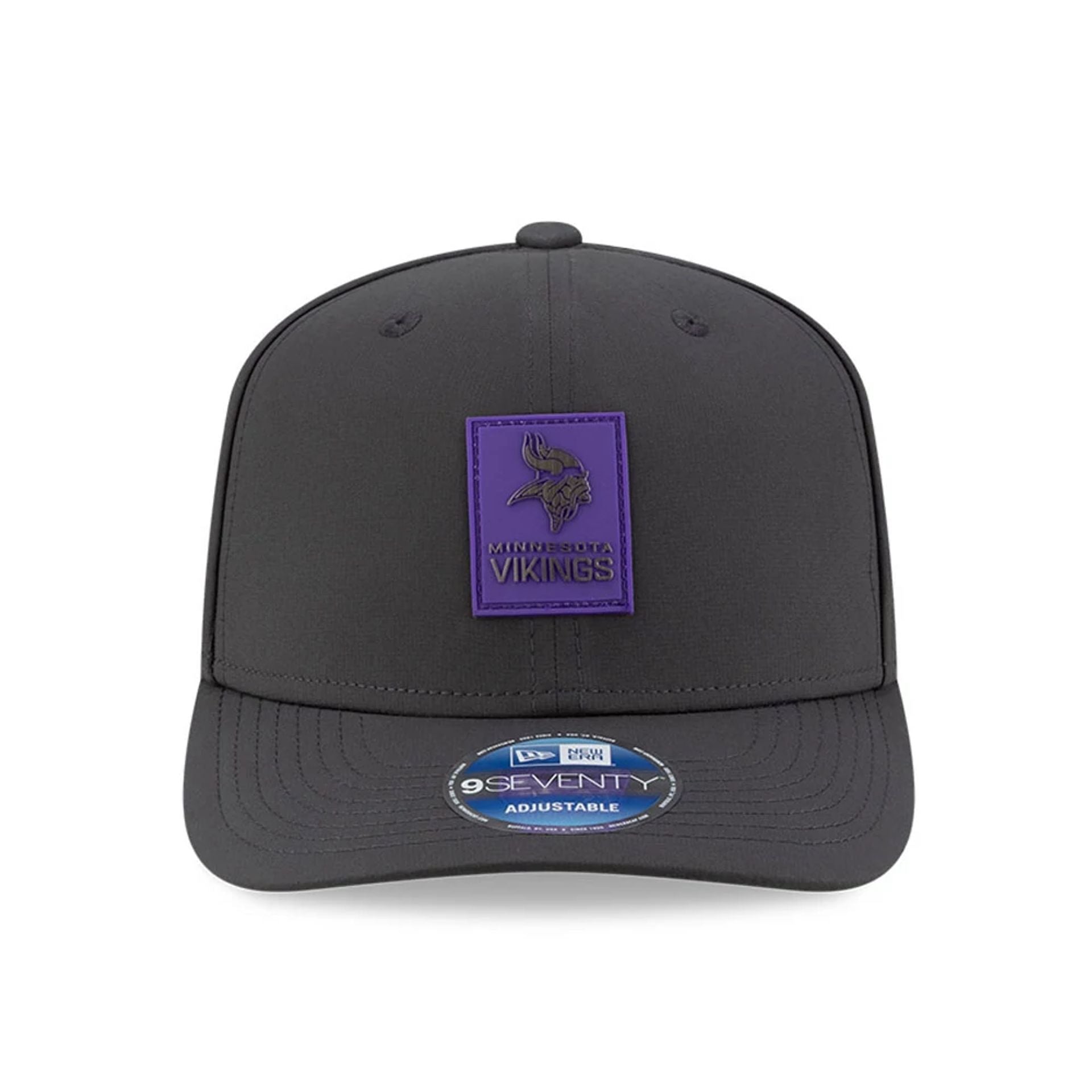 This is a Minnesota Vikings NFL Sideline 2025 Charcoal 9SEVENTY Stretch Snap Adjustable Cap 3