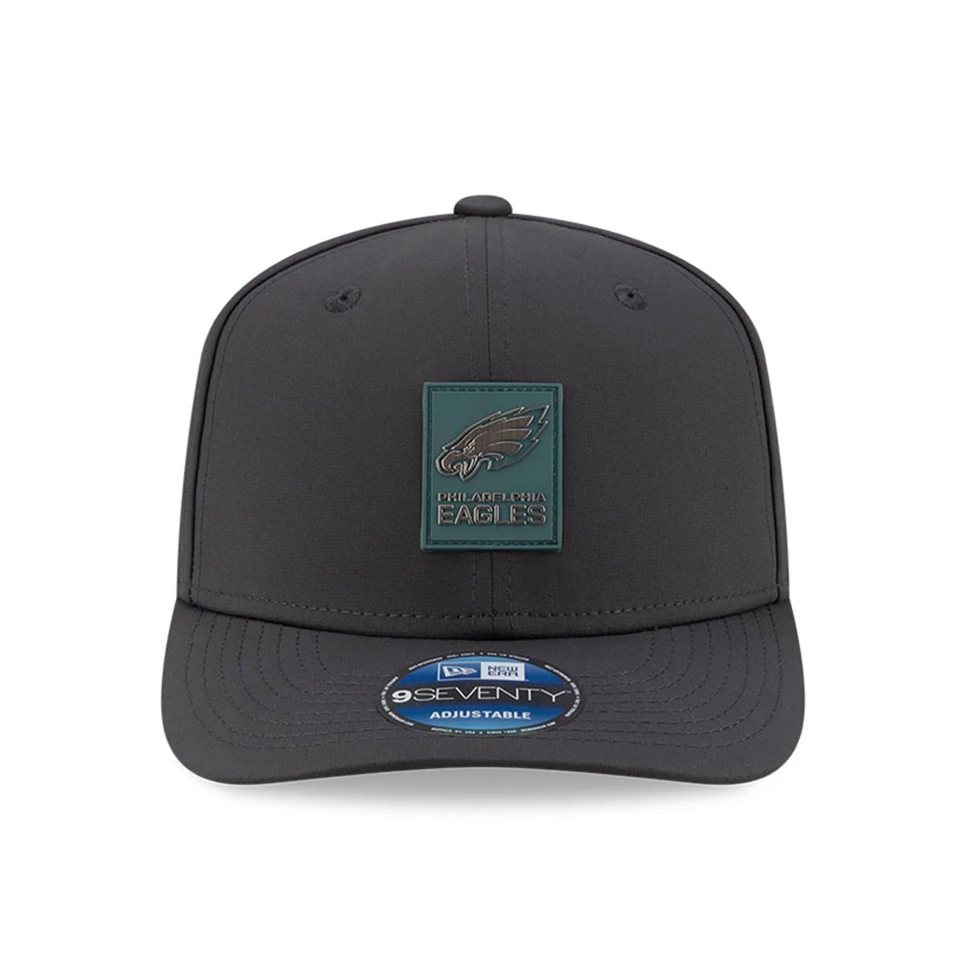 This is a Philadelphia Eagles NFL Sideline 2025 Charcoal 9SEVENTY Stretch Snap Adjustable Cap 3