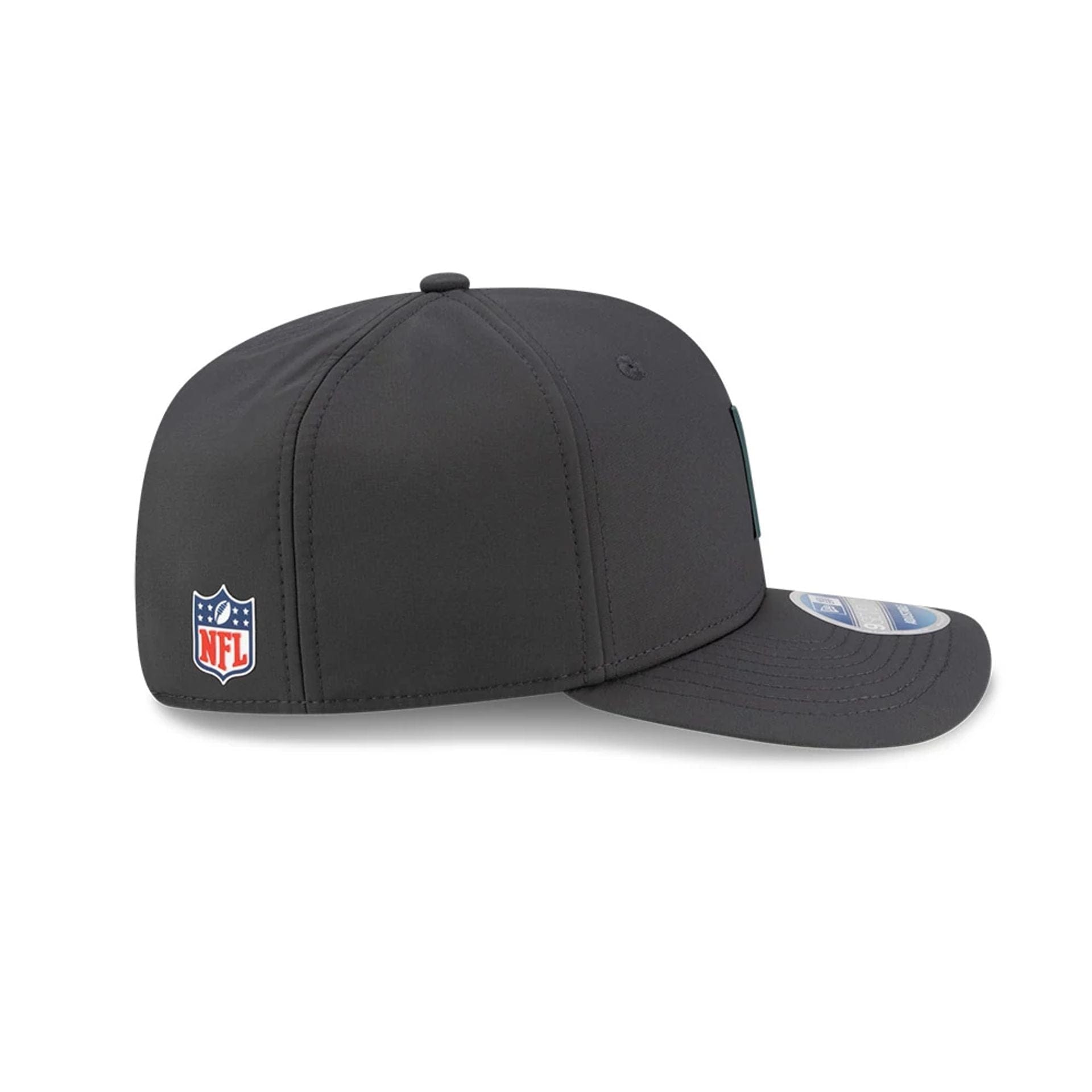 This is a Philadelphia Eagles NFL Sideline 2025 Charcoal 9SEVENTY Stretch Snap Adjustable Cap 6