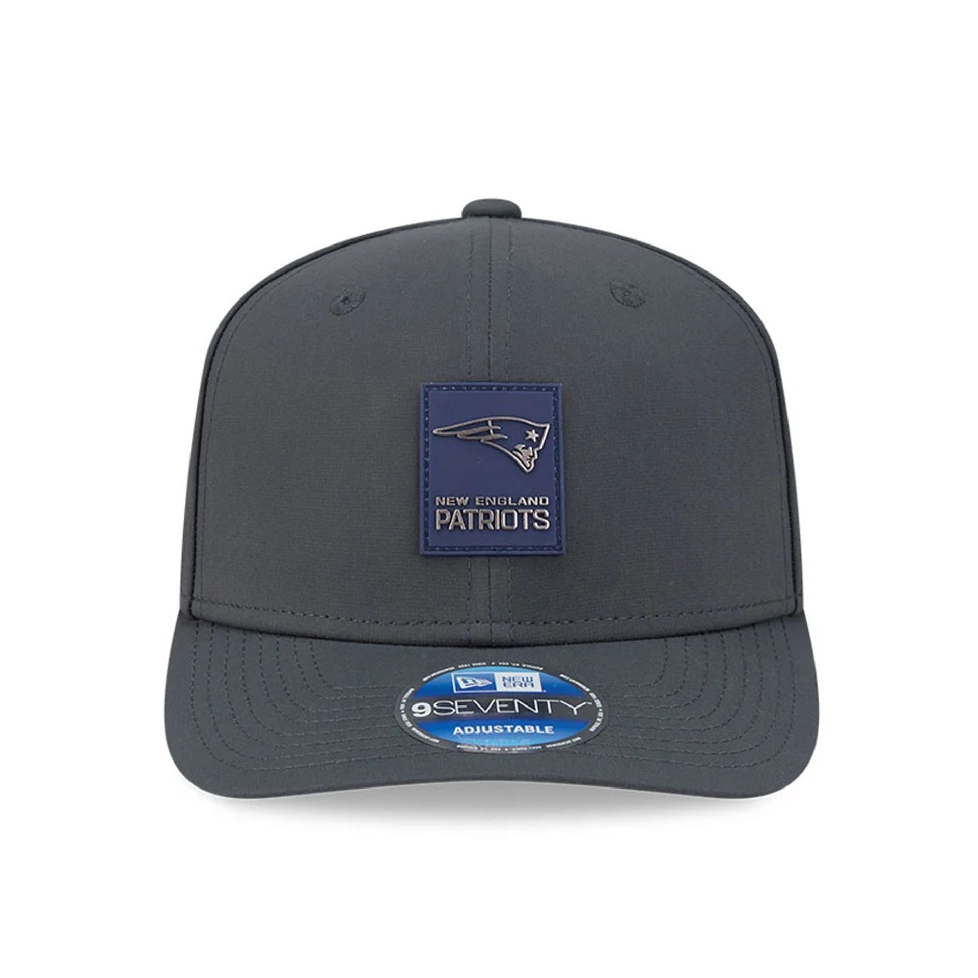 This is a New England Patriots NFL Sideline 2025 Charcoal 9SEVENTY Stretch Snap Adjustable Cap 3