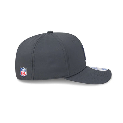 This is a New England Patriots NFL Sideline 2025 Charcoal 9SEVENTY Stretch Snap Adjustable Cap 5