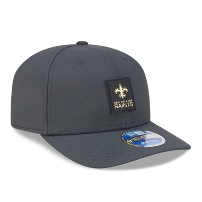 This is a New Orleans Saints NFL Sideline 2025 Charcoal 9SEVENTY Stretch Snap Adjustable Cap 4