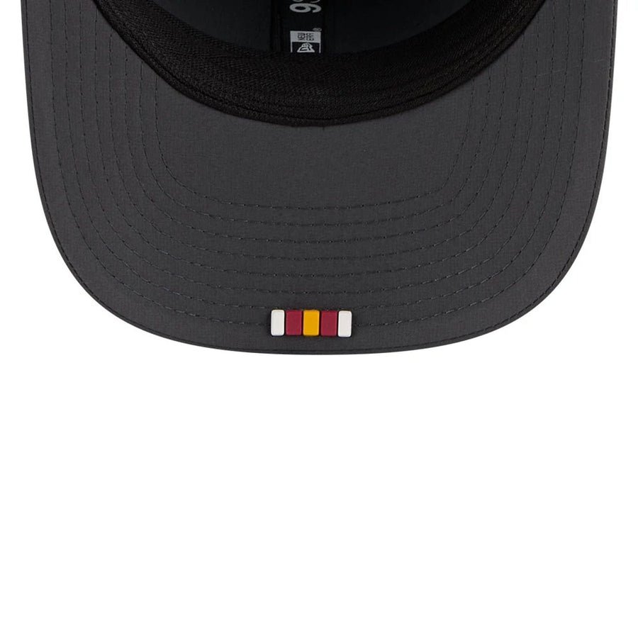 This is a Washington Commanders NFL Sideline 2025 Charcoal 9SEVENTY Stretch Snap Adjustable Cap 2
