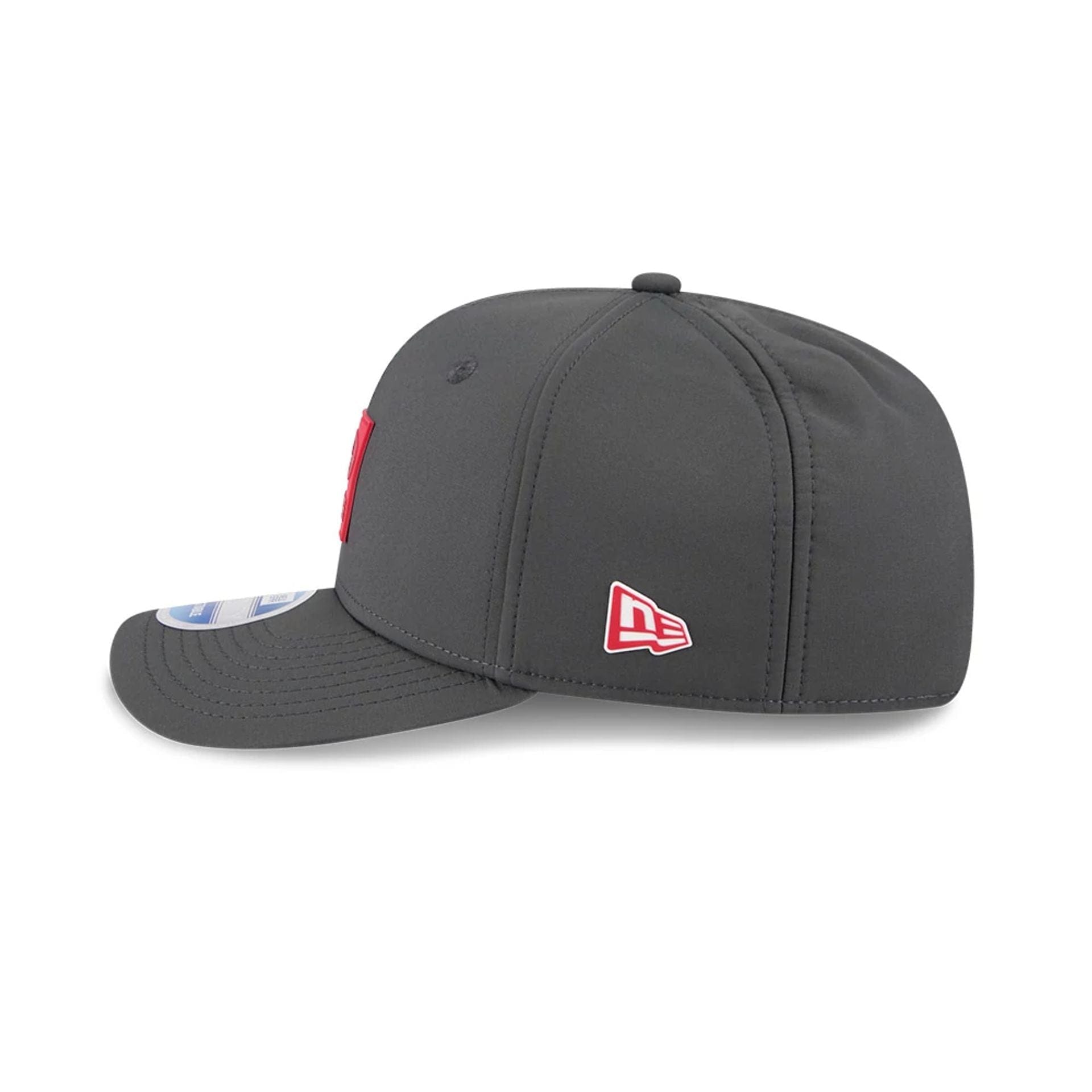 This is a Tampa Bay Buccaneers NFL Sideline 2025 Charcoal 9SEVENTY Stretch Snap Adjustable Cap 6